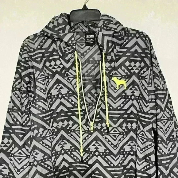 Victorias Secret PINK Anorak Jacket Aztec Hoodie Drawstring Dog Half Zip - Picture 4 of 5